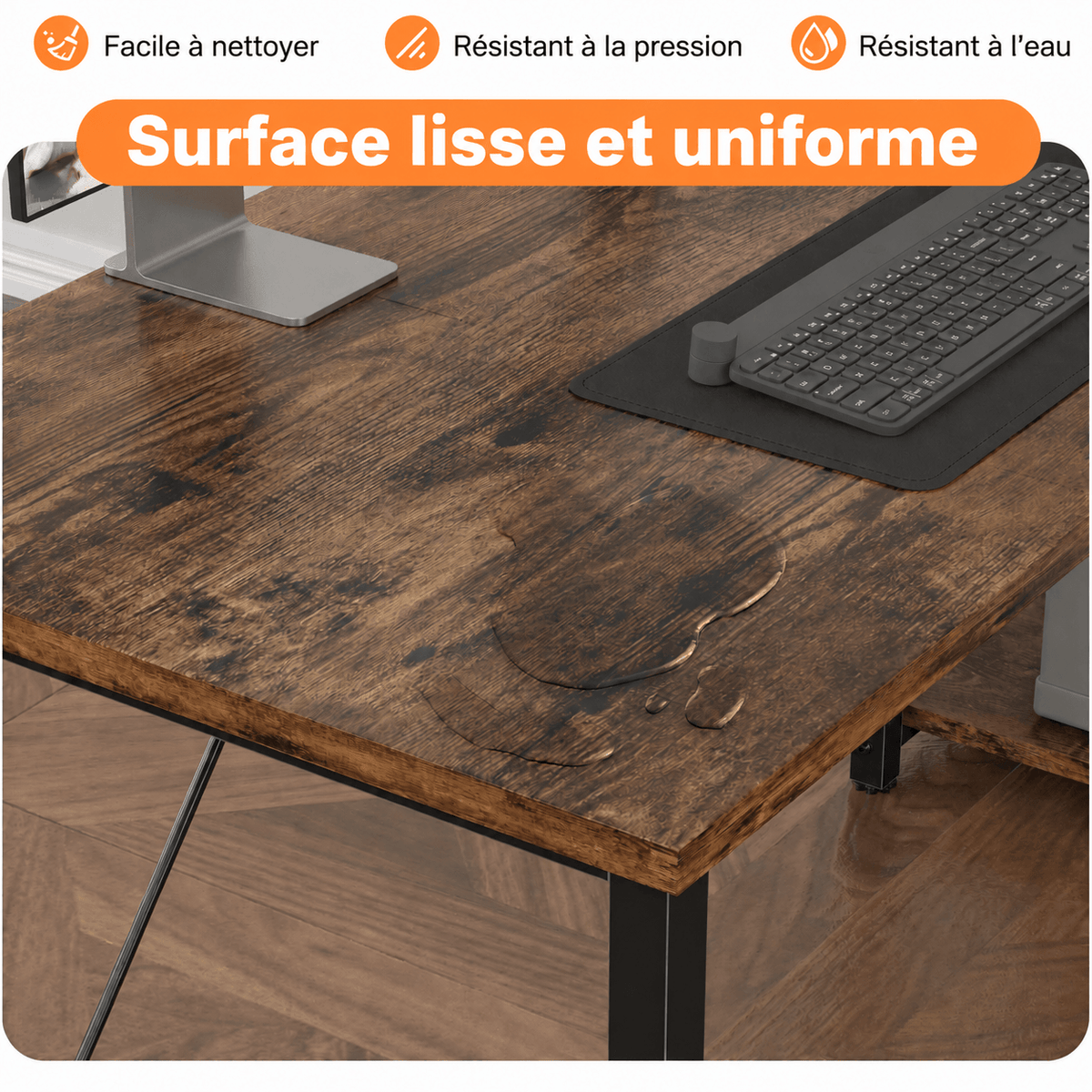 Bureau d'angle en L avec 4 tiroirs