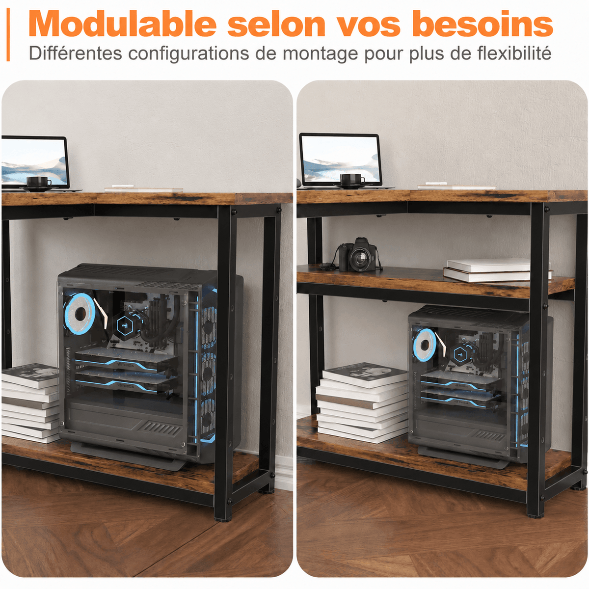 Bureau d'angle en L avec 4 tiroirs