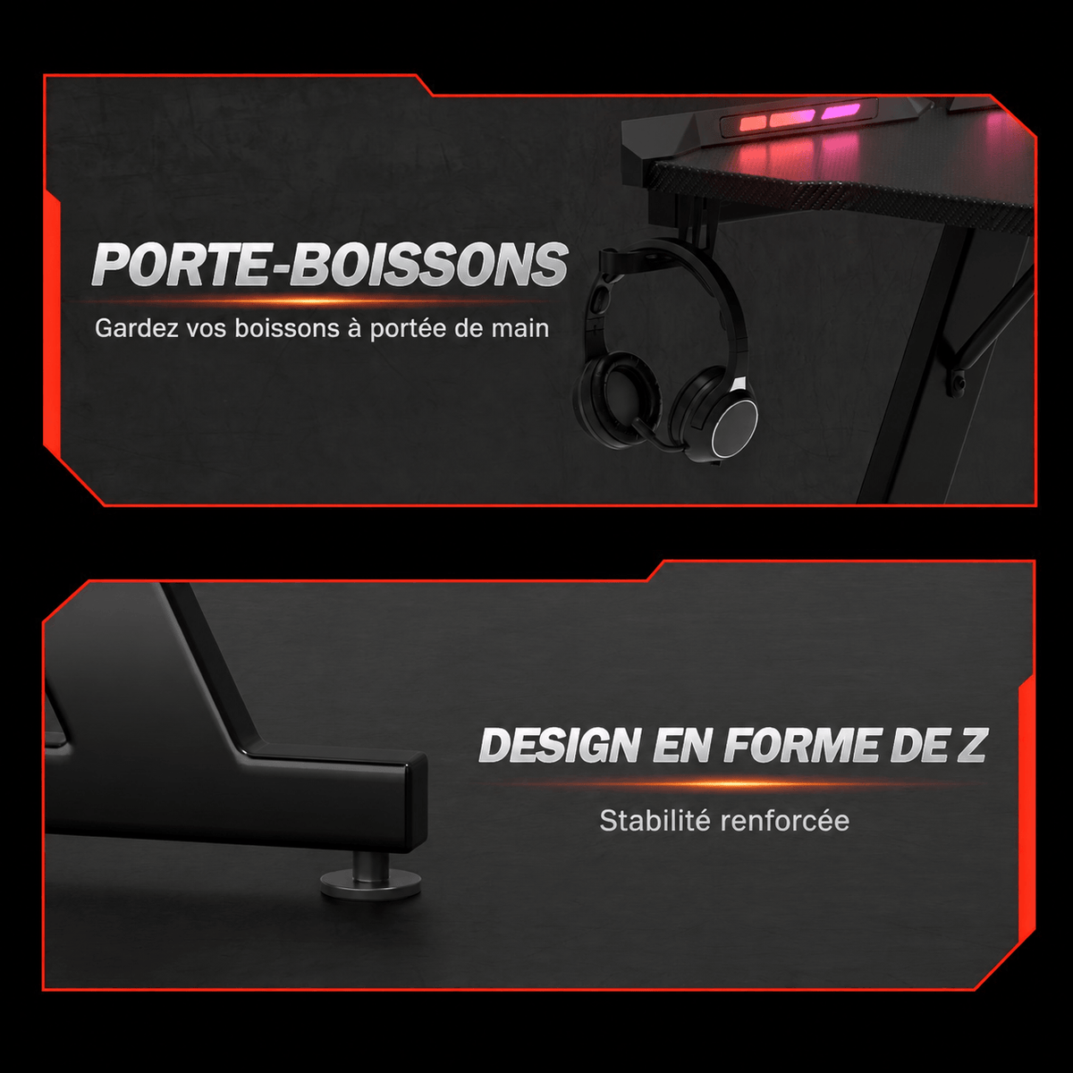 Bureau gaming avec éclairage RGB