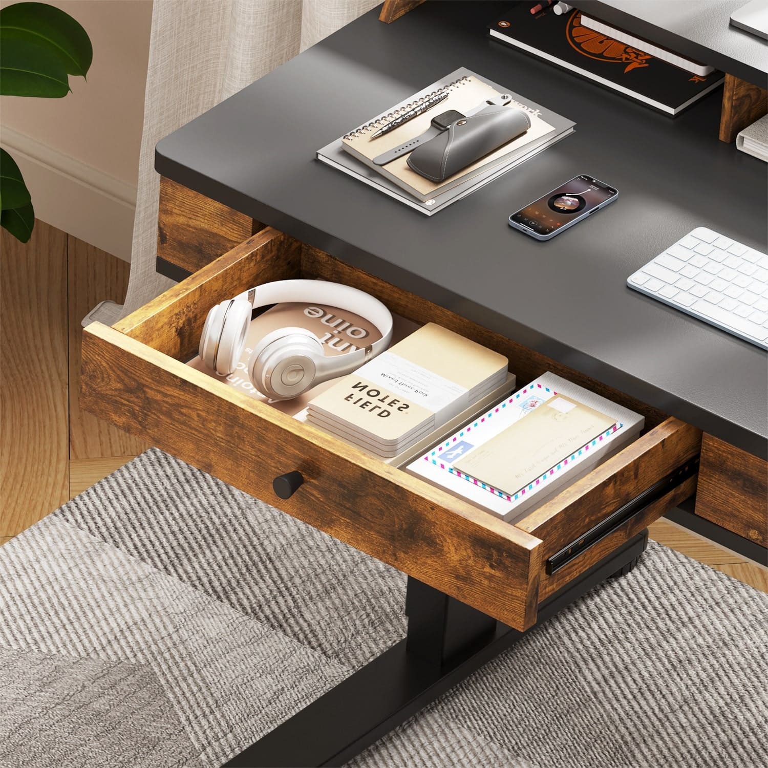 SC1 Bureau assis debout électrique avec 2 tiroirs