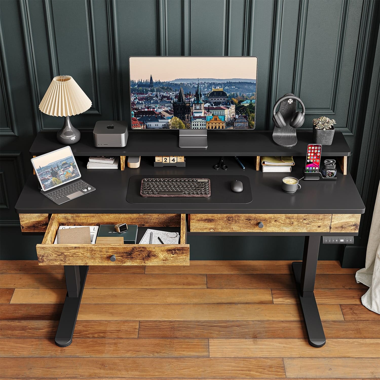 SC1 Bureau assis debout électrique avec 2 tiroirs