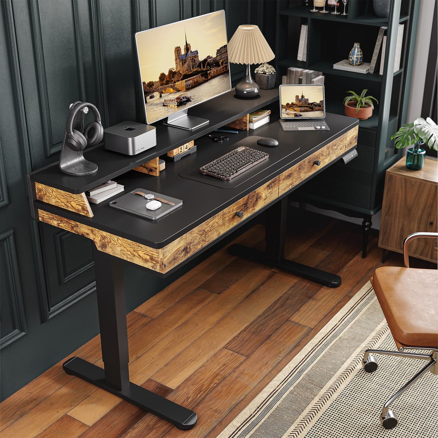 SC1 Bureau assis debout électrique avec 2 tiroirs