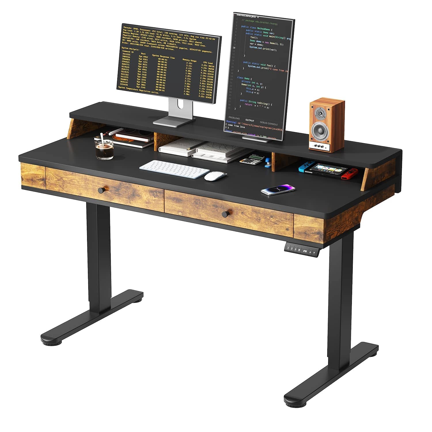 SC1 Bureau assis debout électrique avec 2 tiroirs