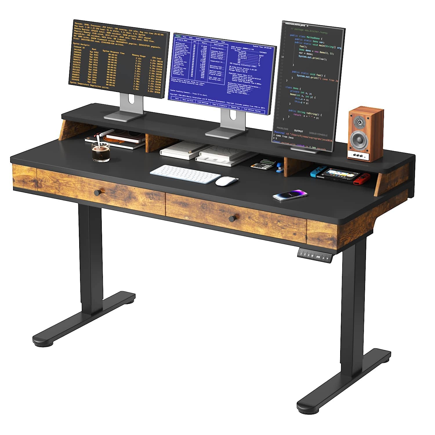 SC1 Bureau assis debout électrique avec 2 tiroirs