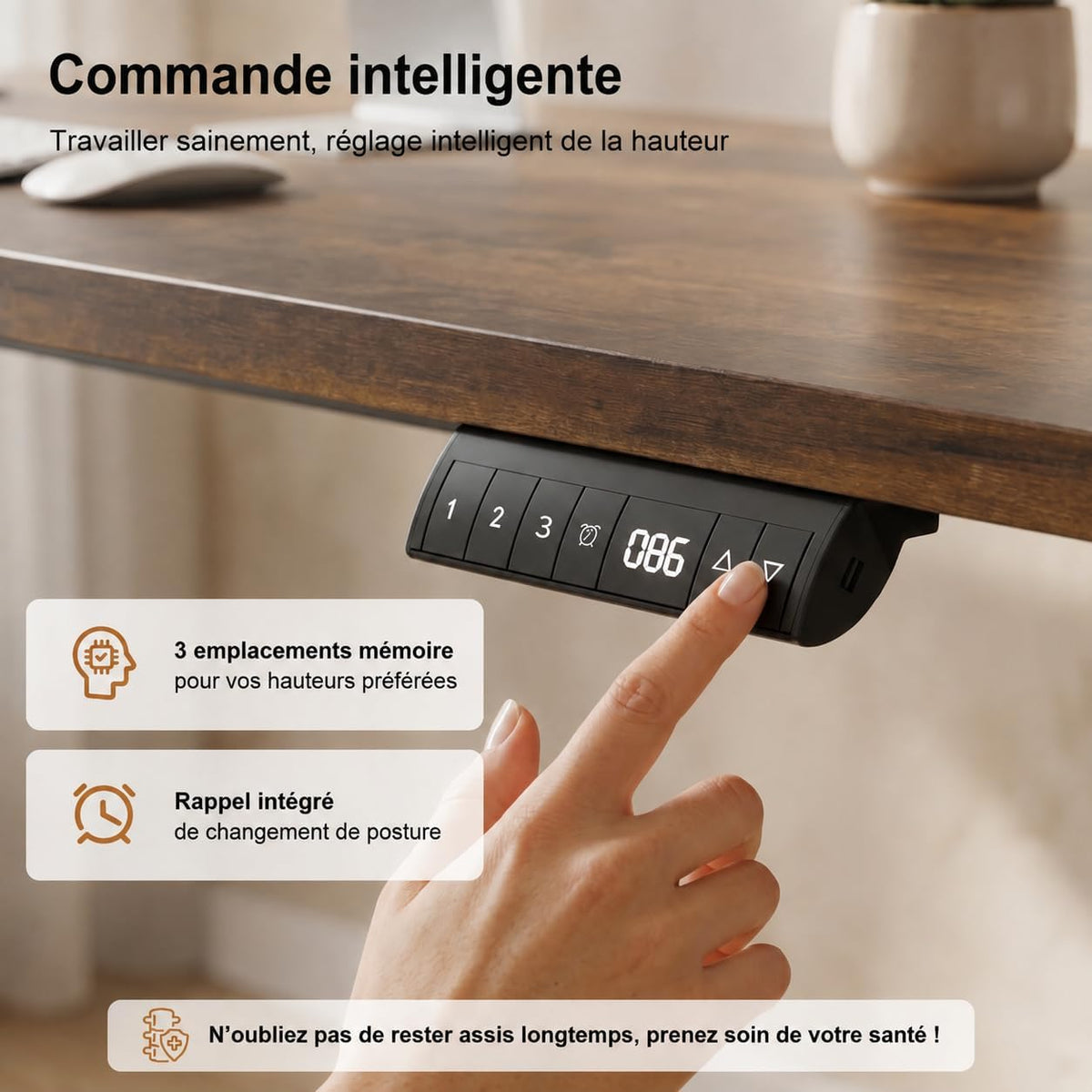 Cadre de bureau assis-debout électrique à double moteur