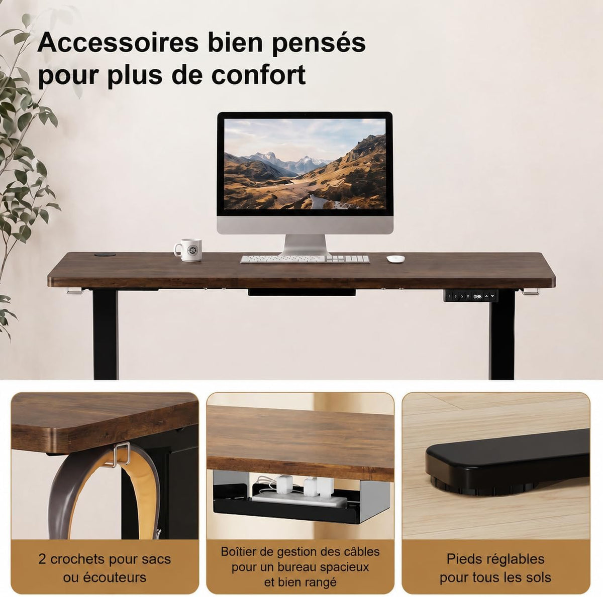 Cadre de bureau assis-debout électrique à double moteur