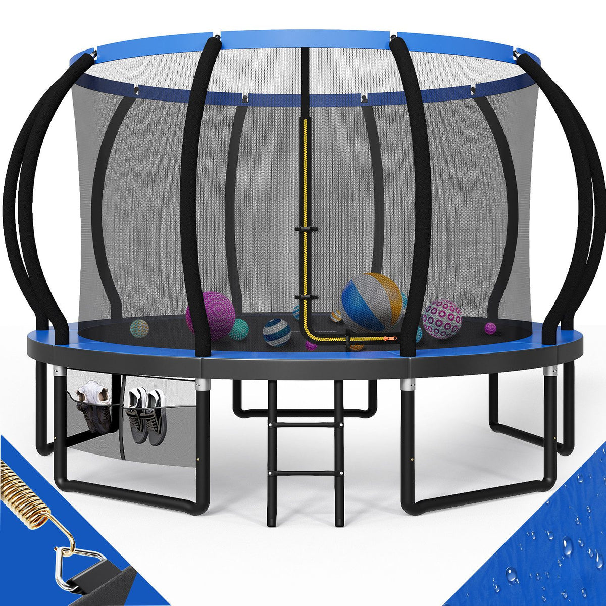 Trampoline de jardin avec filet de sécurité et échelle