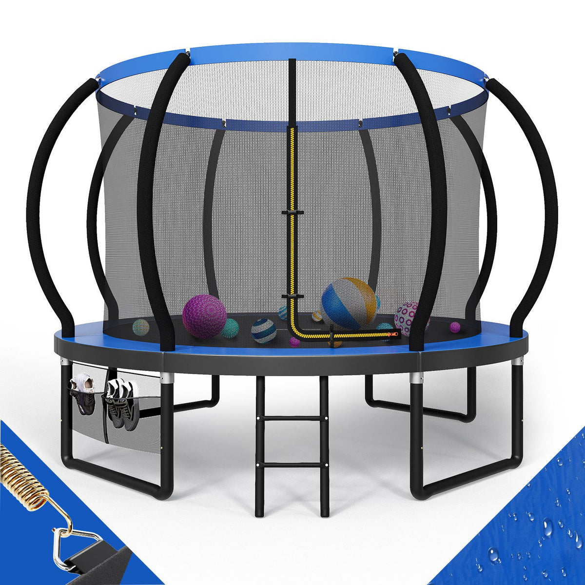 Trampoline de jardin avec filet de sécurité et échelle