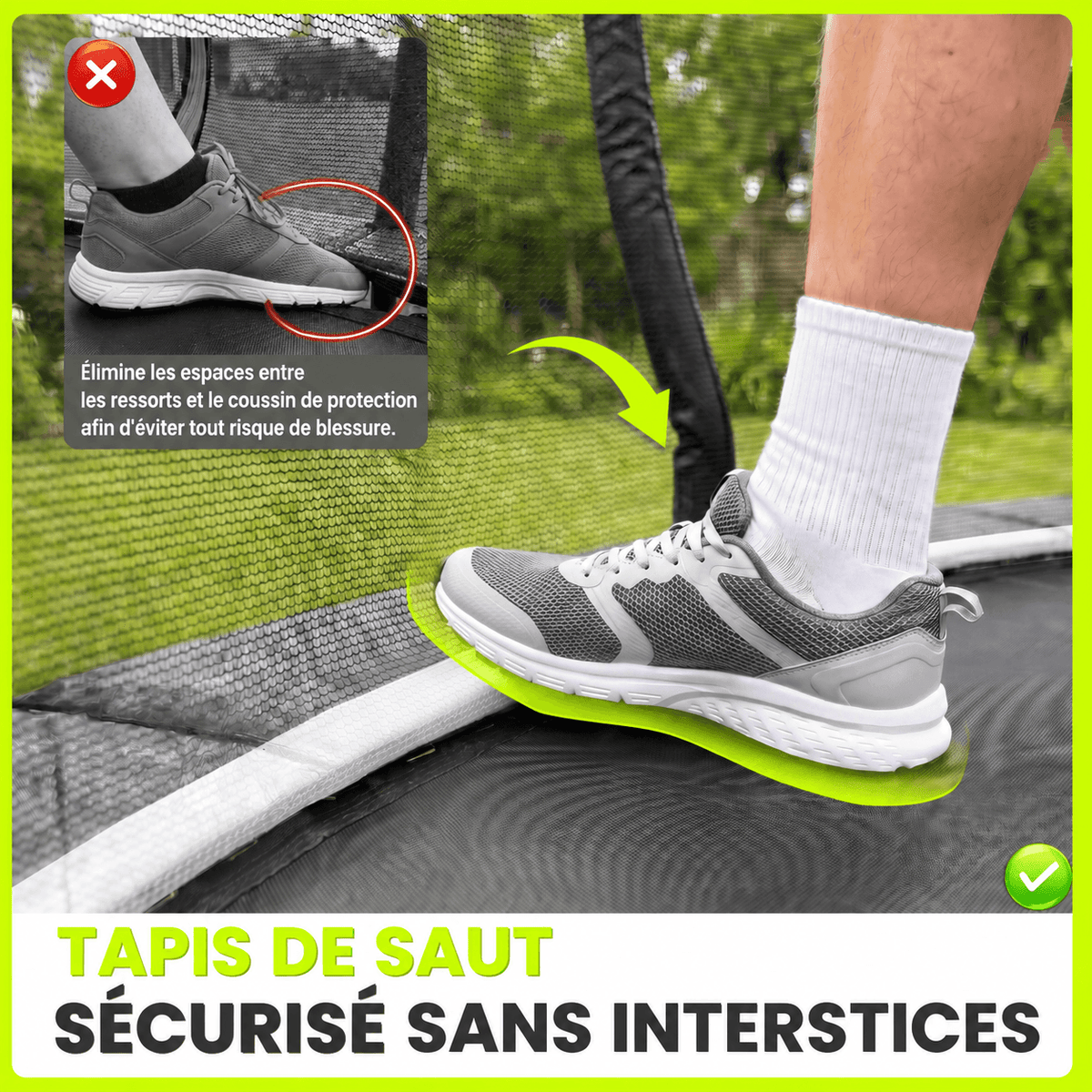 Trampoline de jardin avec filet de sécurité et échelle