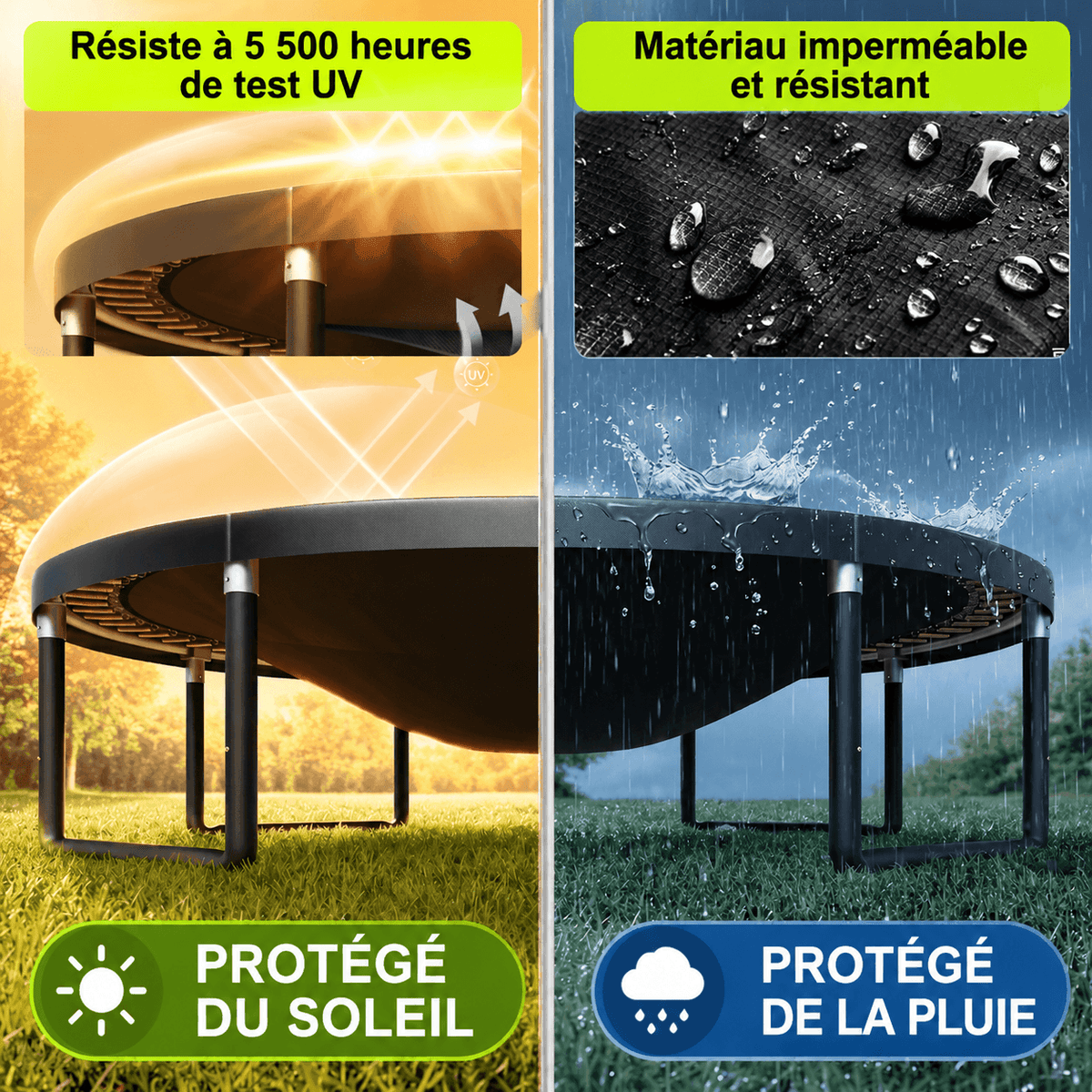 Trampoline de jardin avec filet de sécurité et échelle