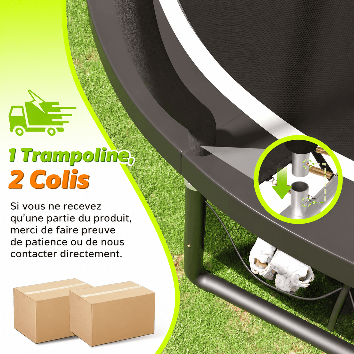 Trampoline de jardin avec filet de sécurité et échelle