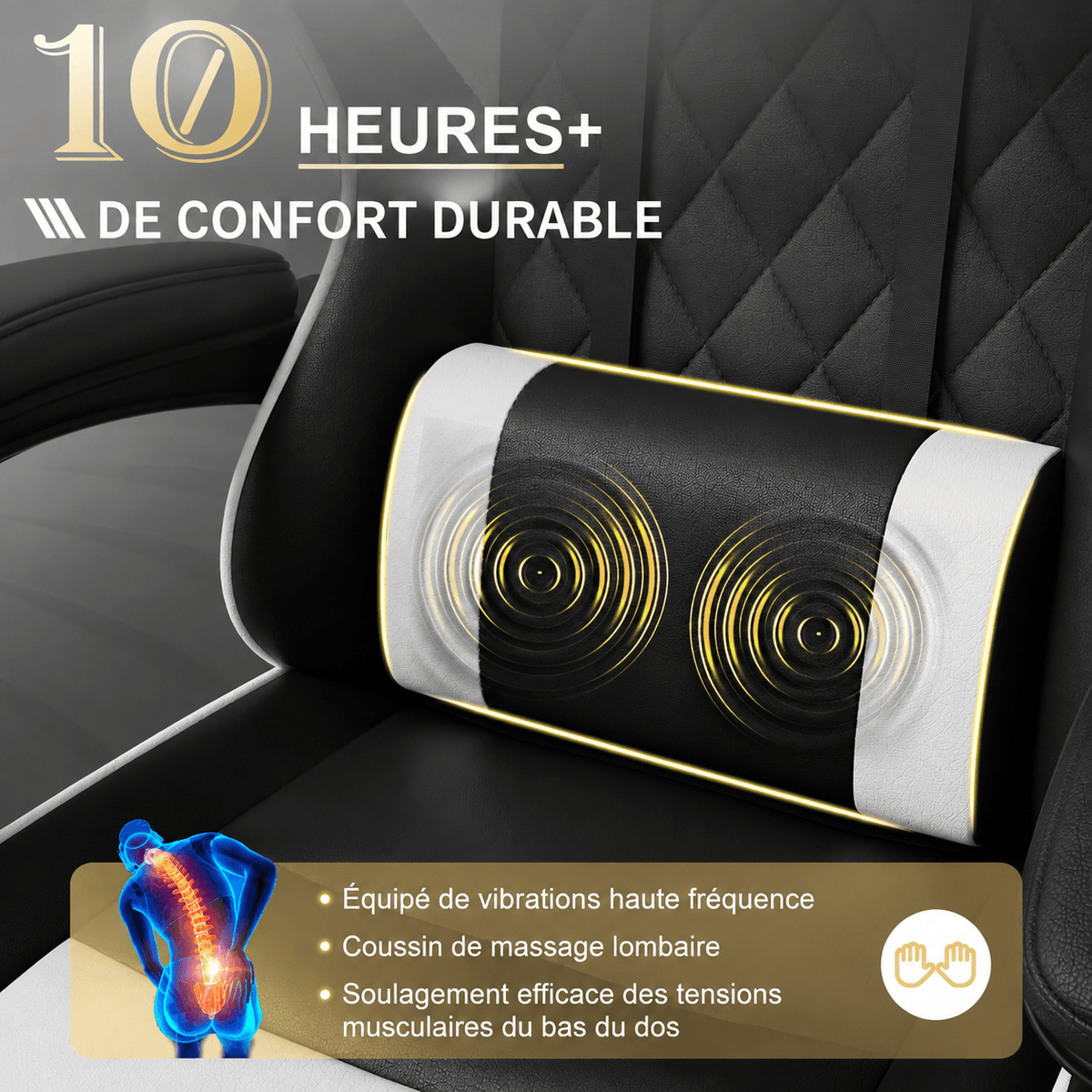 Fauteuil gaming avec repose-pieds et dossier inclinable