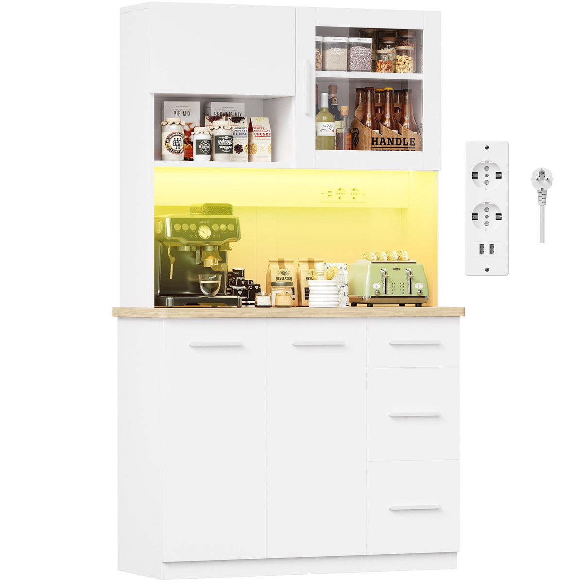 Buffet de cuisine avec éclairage LED et prises électriques