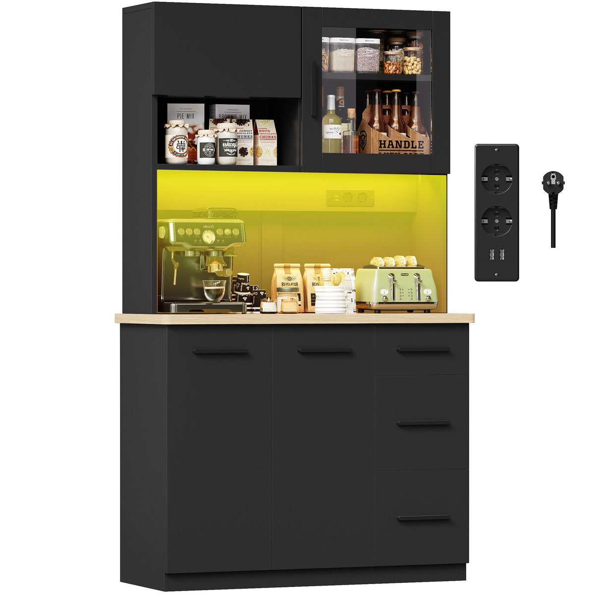 Buffet de cuisine avec éclairage LED et prises électriques