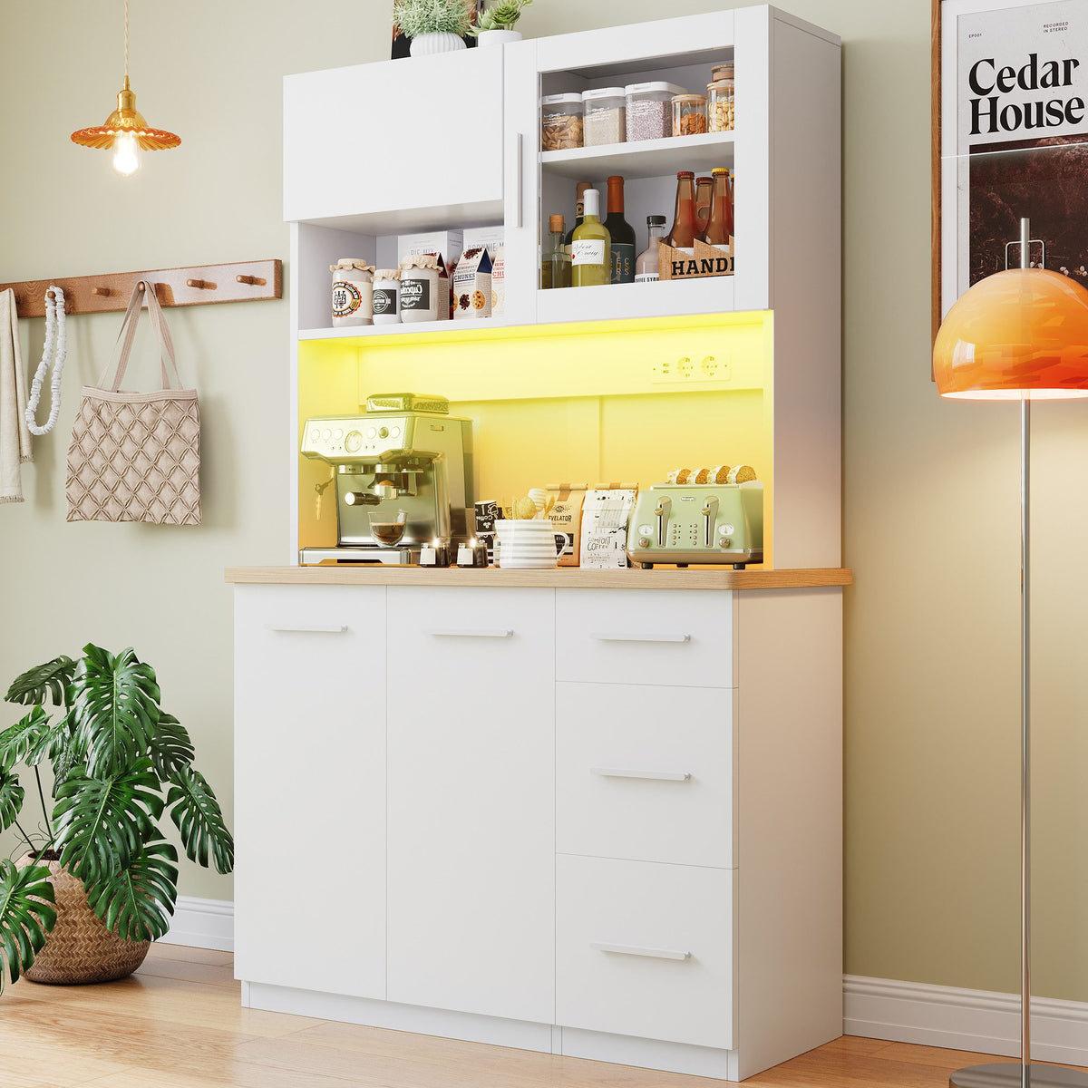 Buffet de cuisine avec éclairage LED et prises électriques