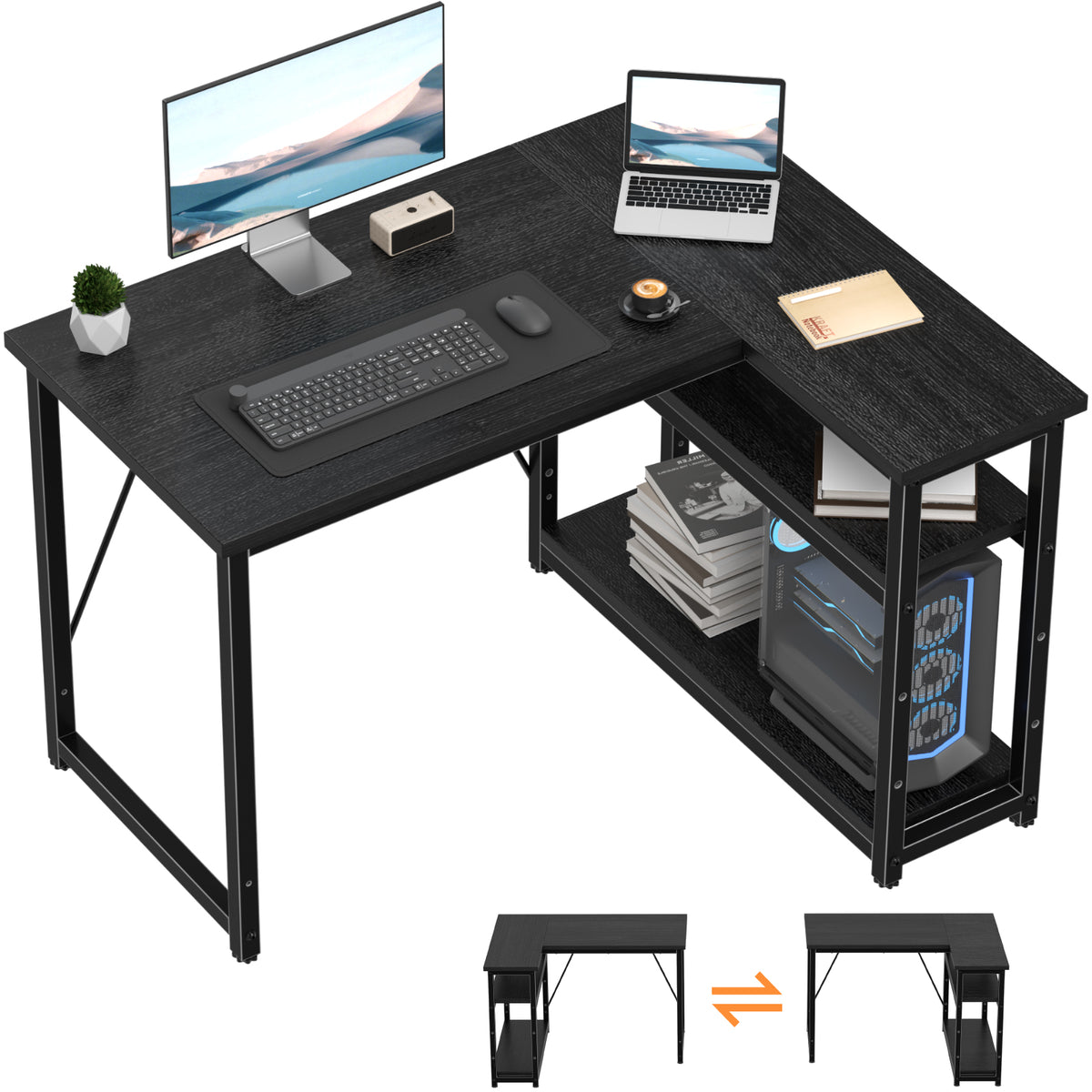Bureau d'angle en L avec 4 tiroirs