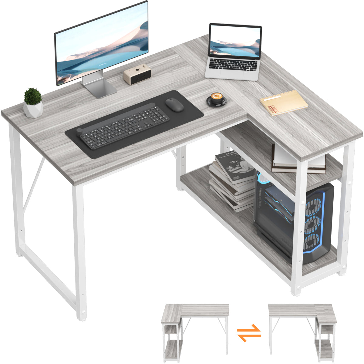 Bureau d'angle en L avec 4 tiroirs