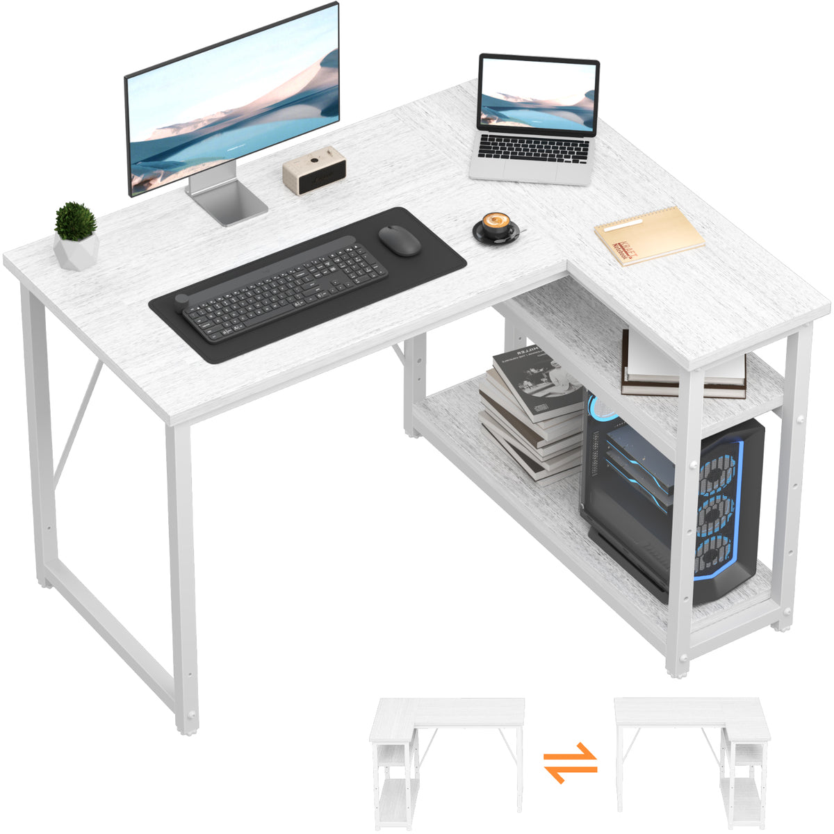 Bureau d'angle en L avec 4 tiroirs