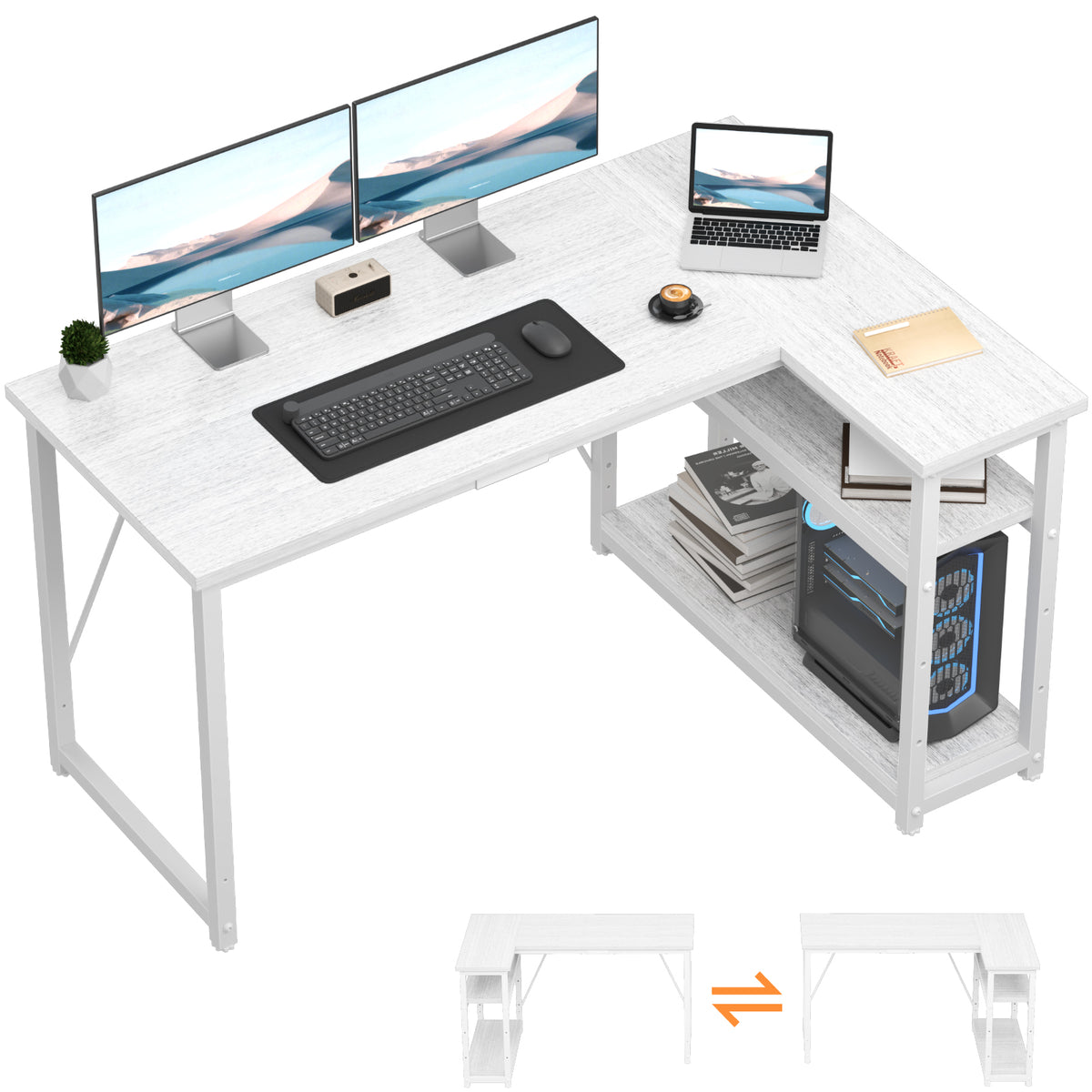 Bureau d'angle en L avec 4 tiroirs
