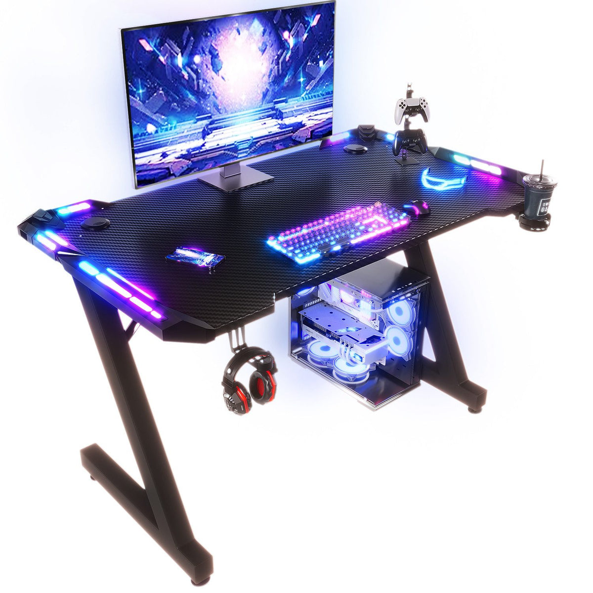 Bureau gaming avec éclairage RGB