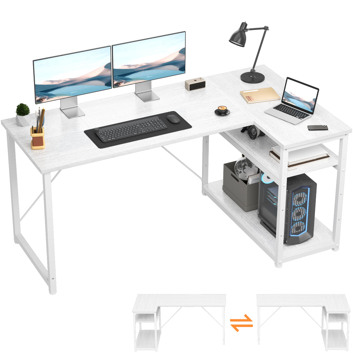 Bureau d'angle en L avec 4 tiroirs