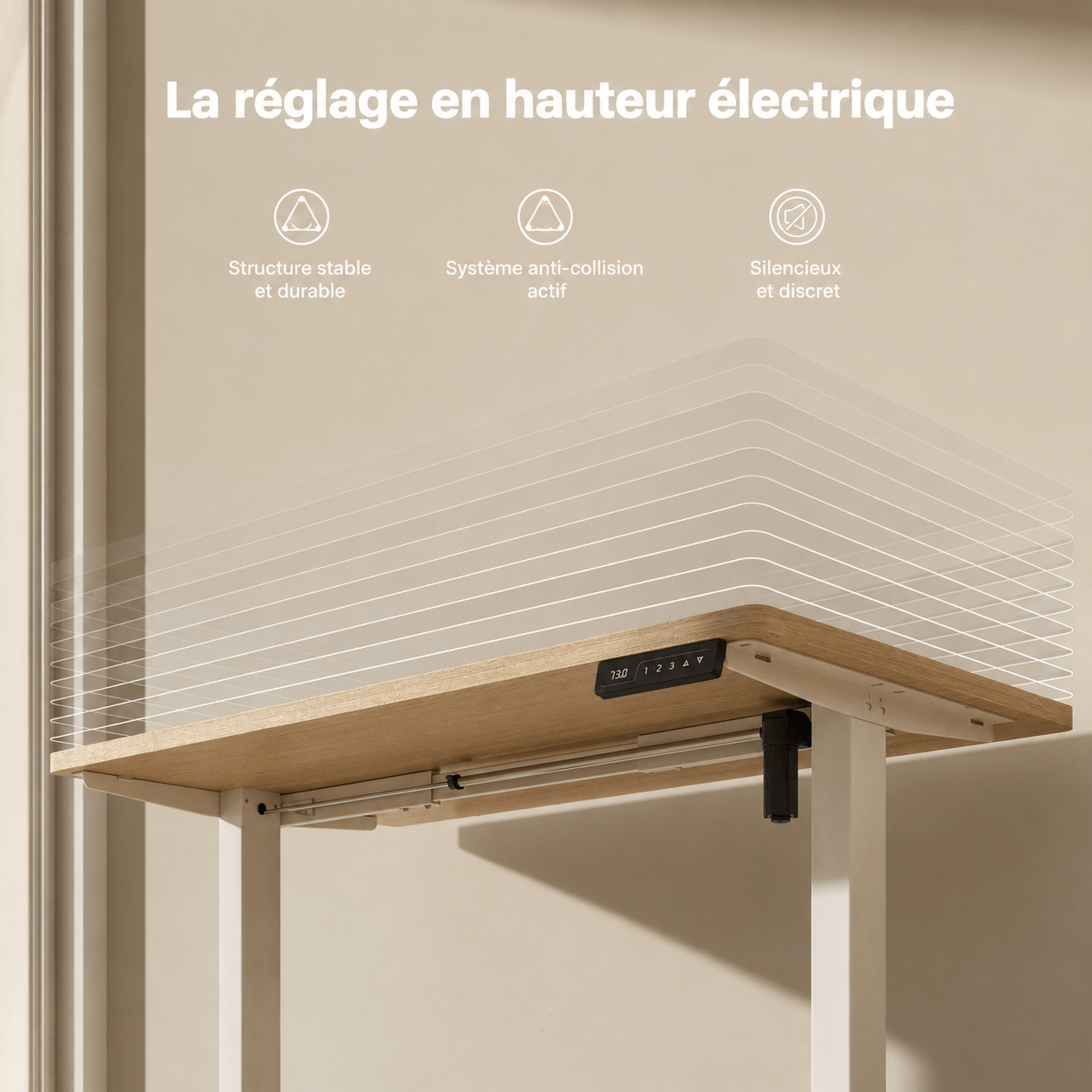 Bureau assis-debout électrique avec plateau monobloc