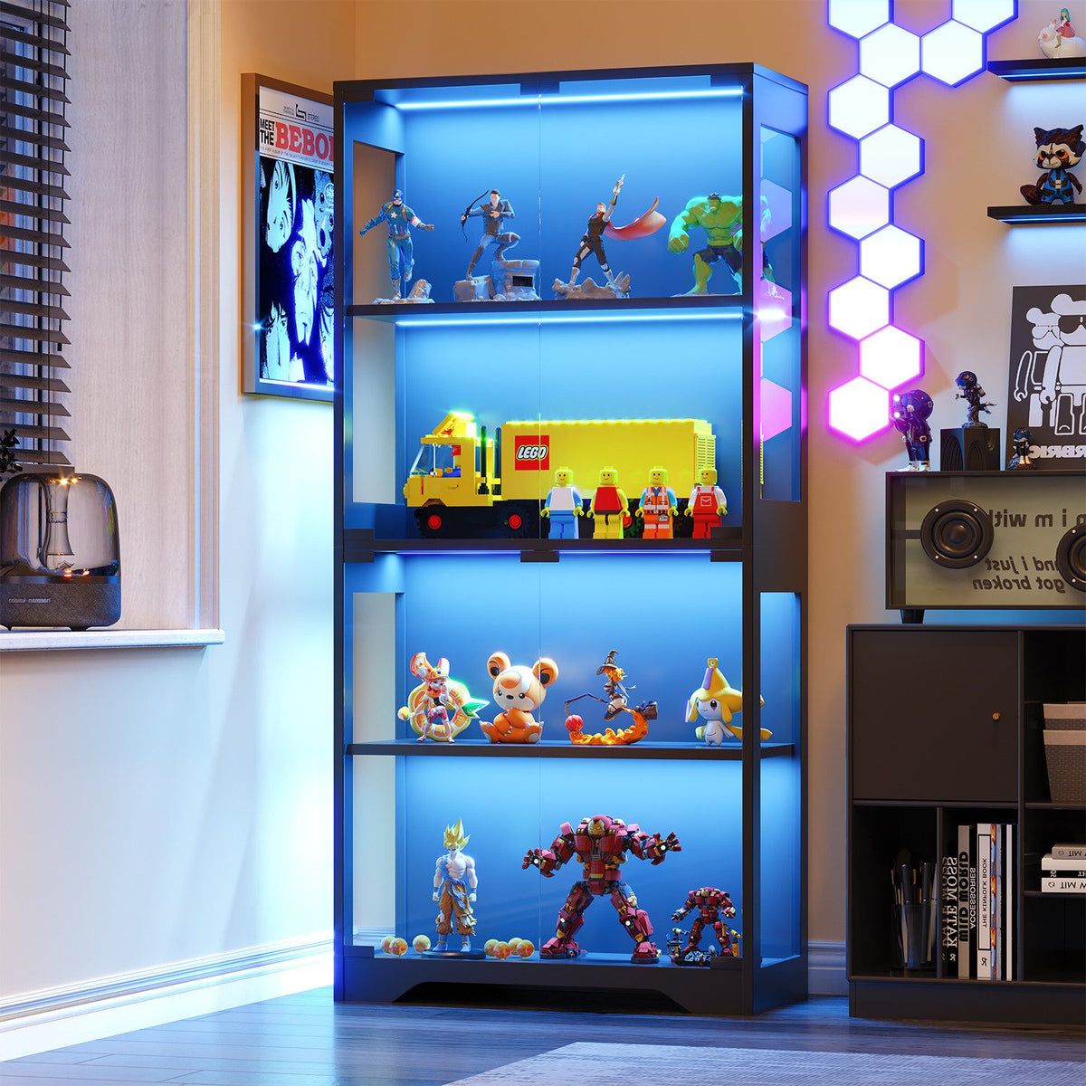 Vitrine en verre avec éclairage RGB et contrôle via application