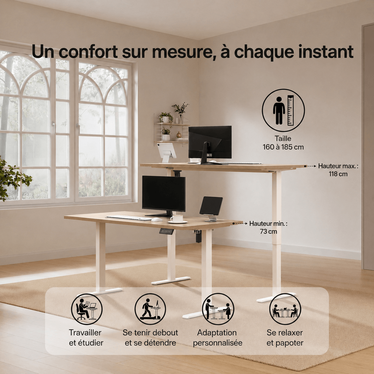Economy Solid Bureau assis-debout électrique
