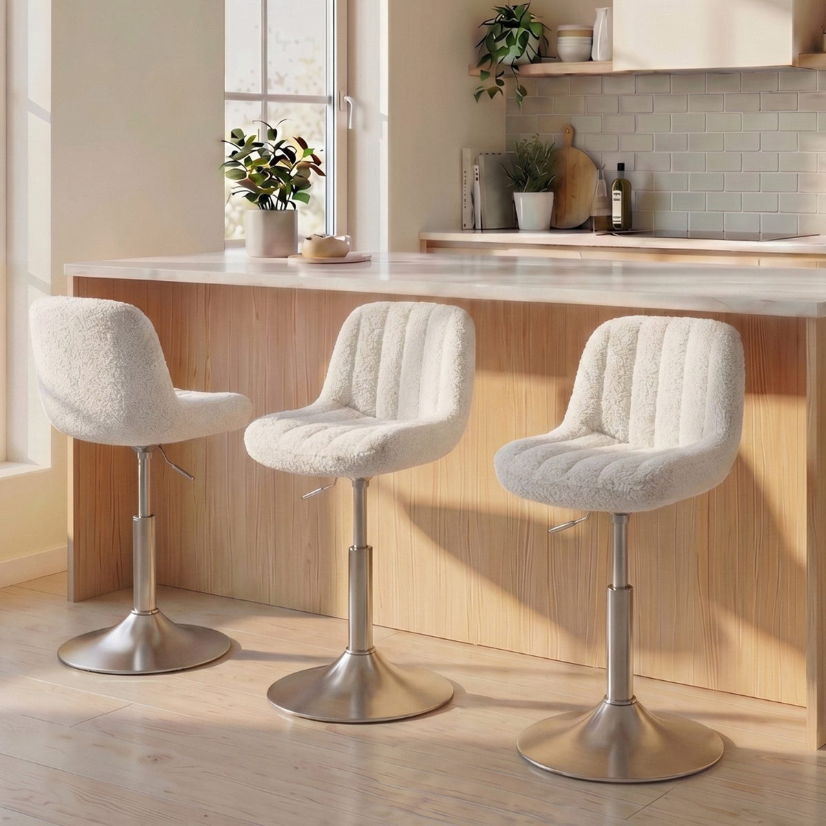 Tabouret de coiffeuse pivotant et réglable en hauteur