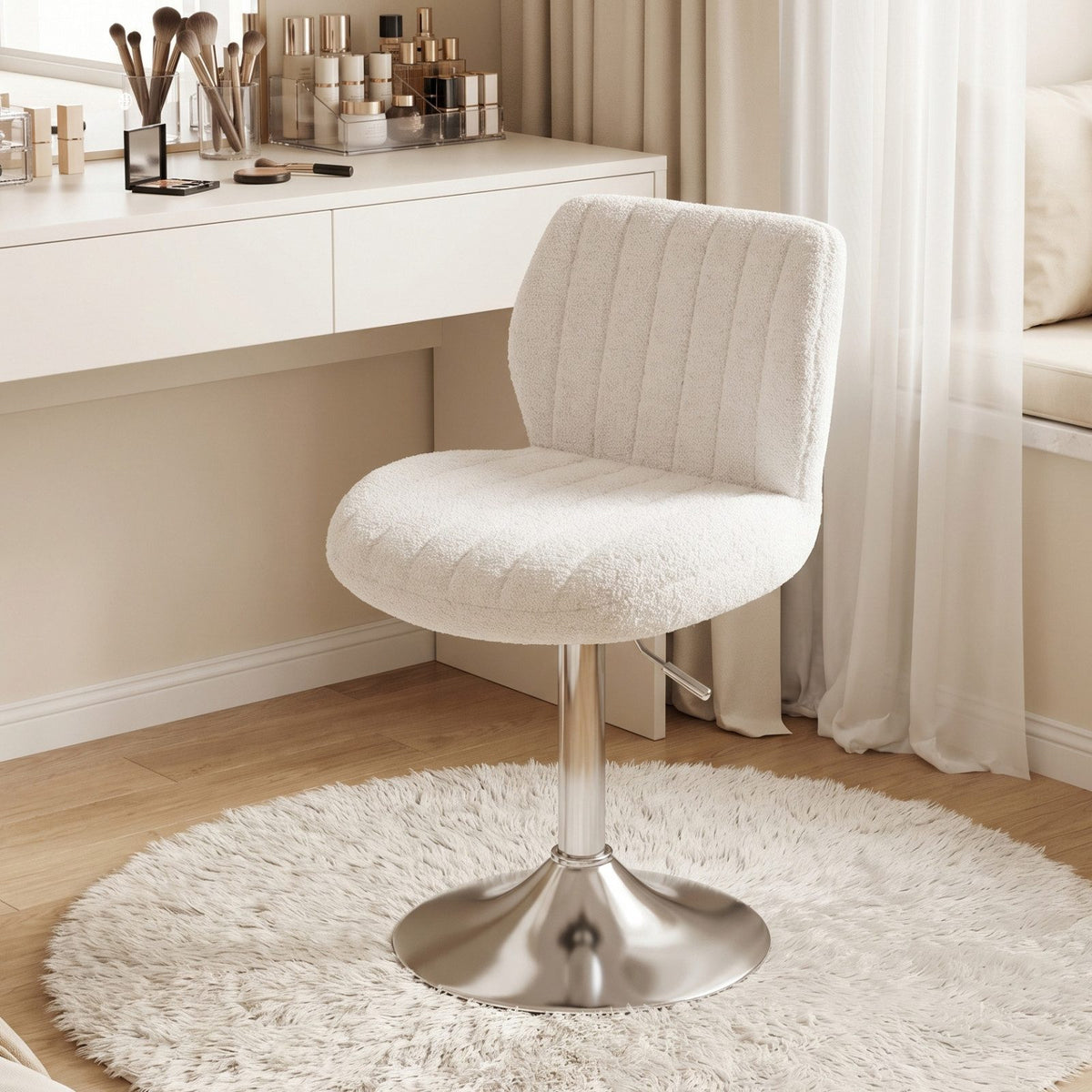 Tabouret de coiffeuse pivotant et réglable en hauteur