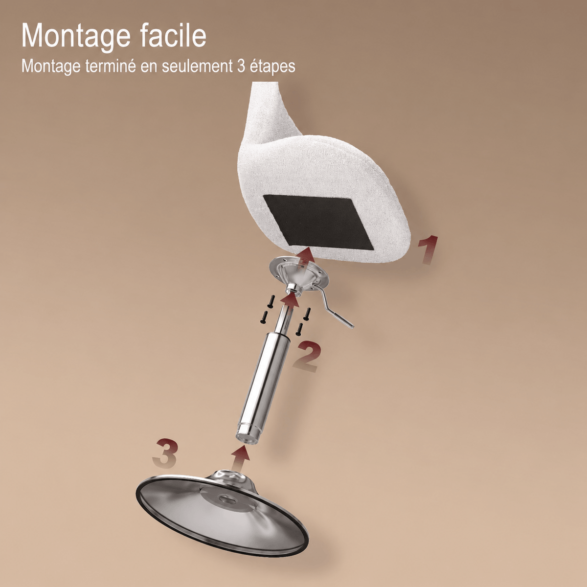 Tabouret de coiffeuse pivotant et réglable en hauteur