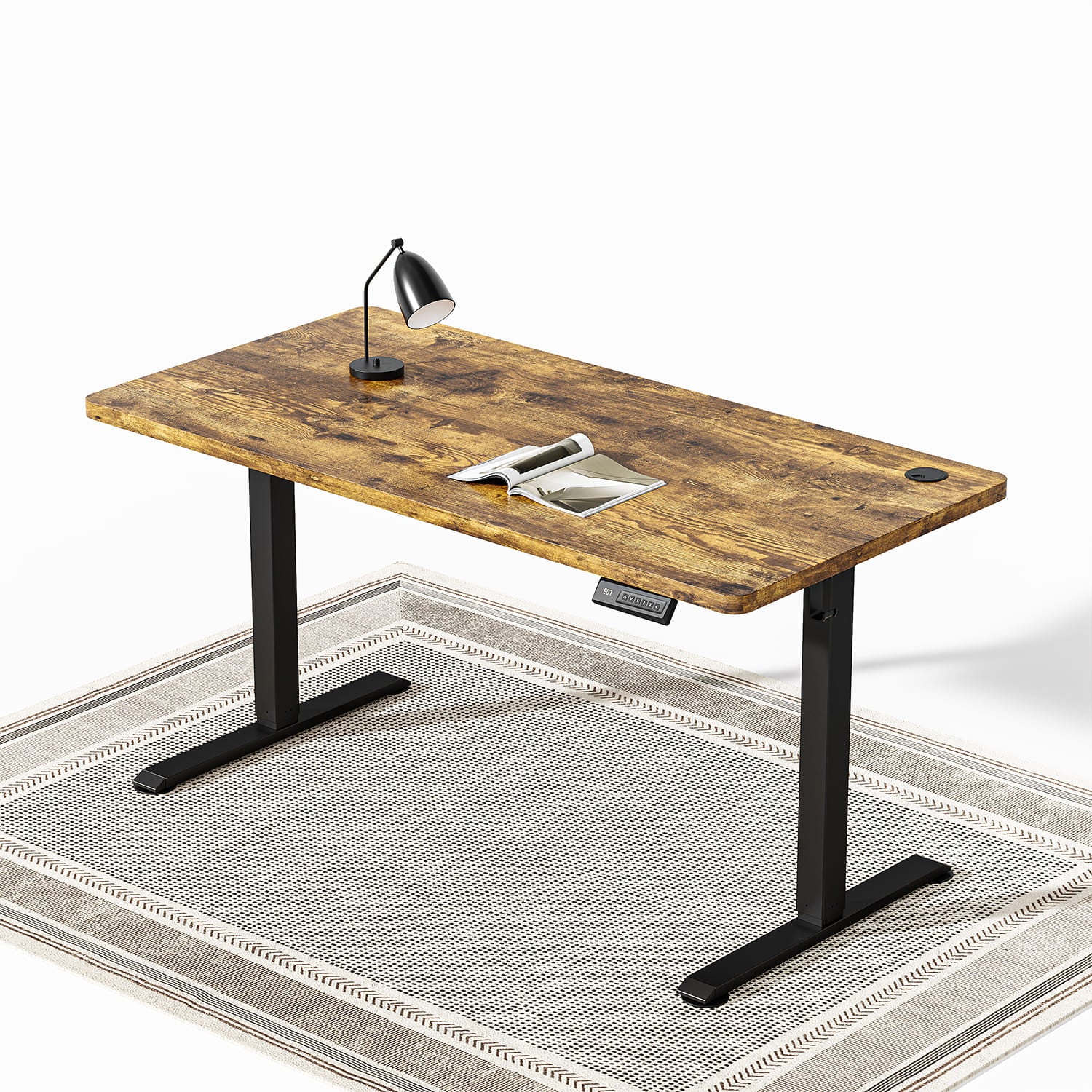 Bureau haut de gamme à hauteur réglable électriquement avec plateaux fabriqués en une seule pièce