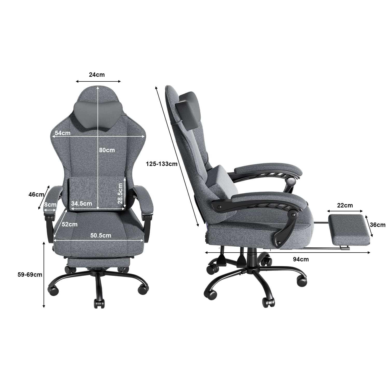 Chaise de bureau avec repose-pieds, chaise de jeu ergonomique