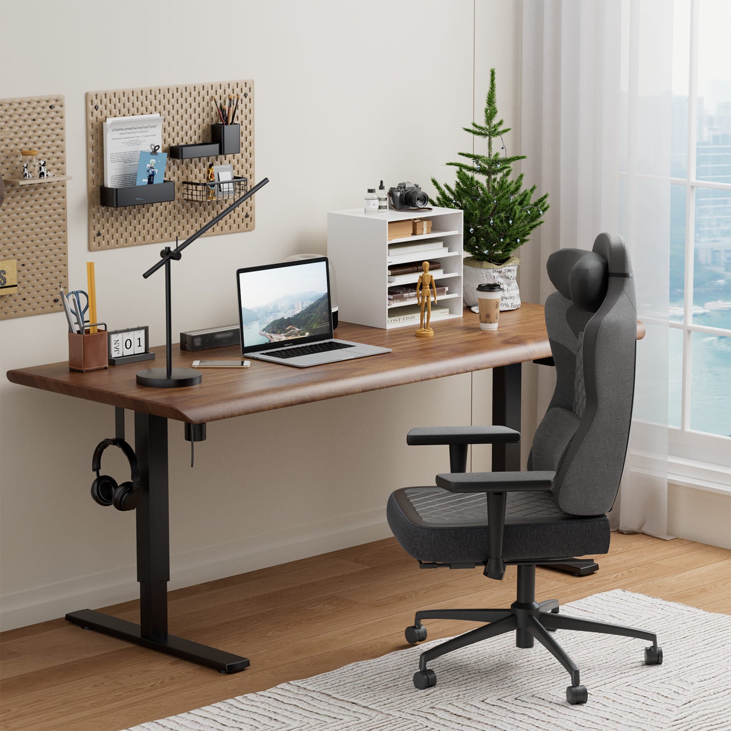 Chaise de bureau avec repose-pieds, chaise de jeu ergonomique