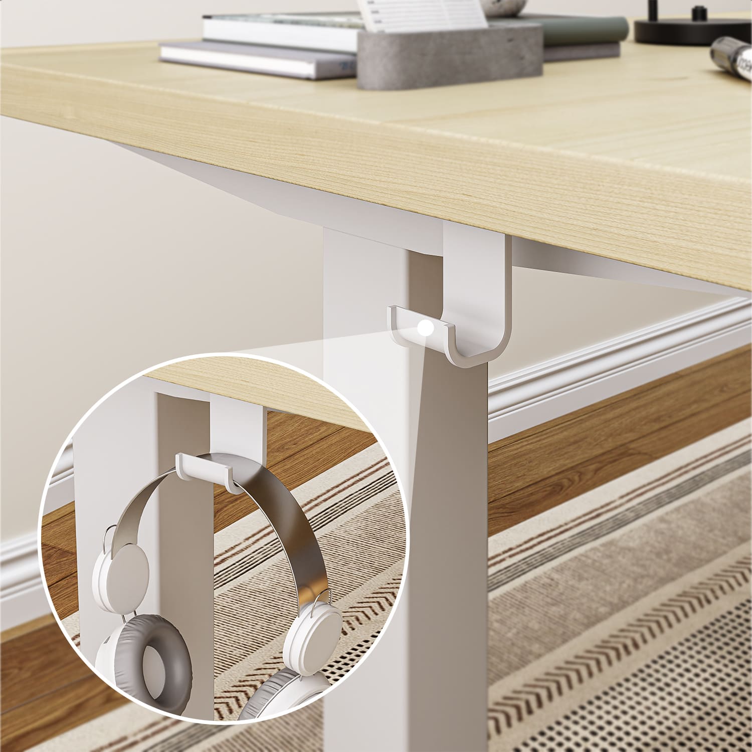 Bureau haut de gamme à hauteur réglable électriquement avec plateaux fabriqués en une seule pièce