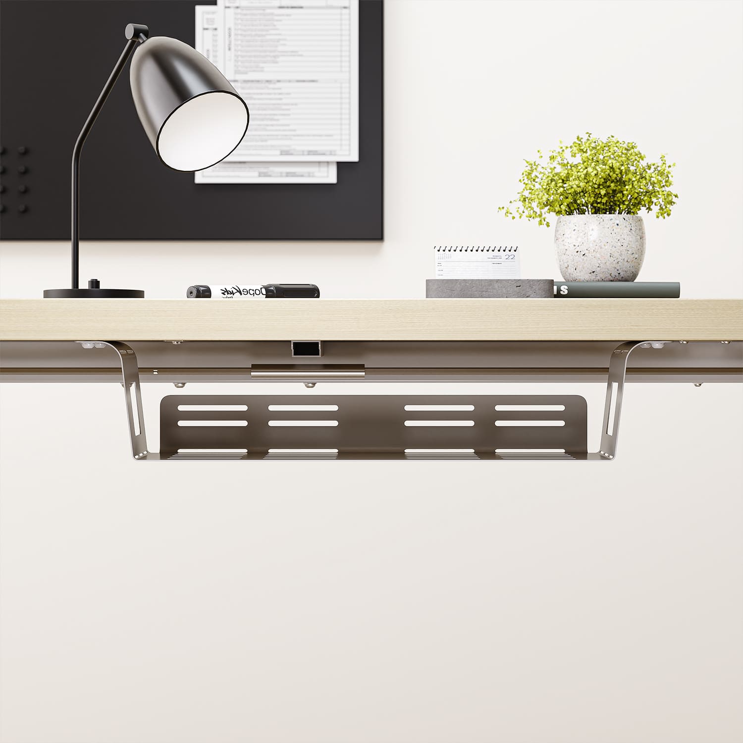 Bureau haut de gamme à hauteur réglable électriquement avec plateaux fabriqués en une seule pièce