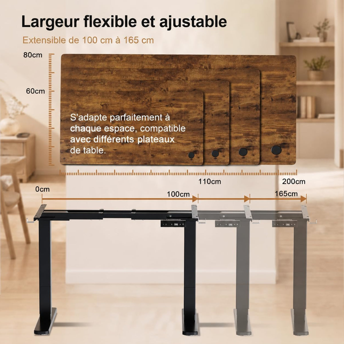 Cadre de bureau assis-debout électrique à double moteur