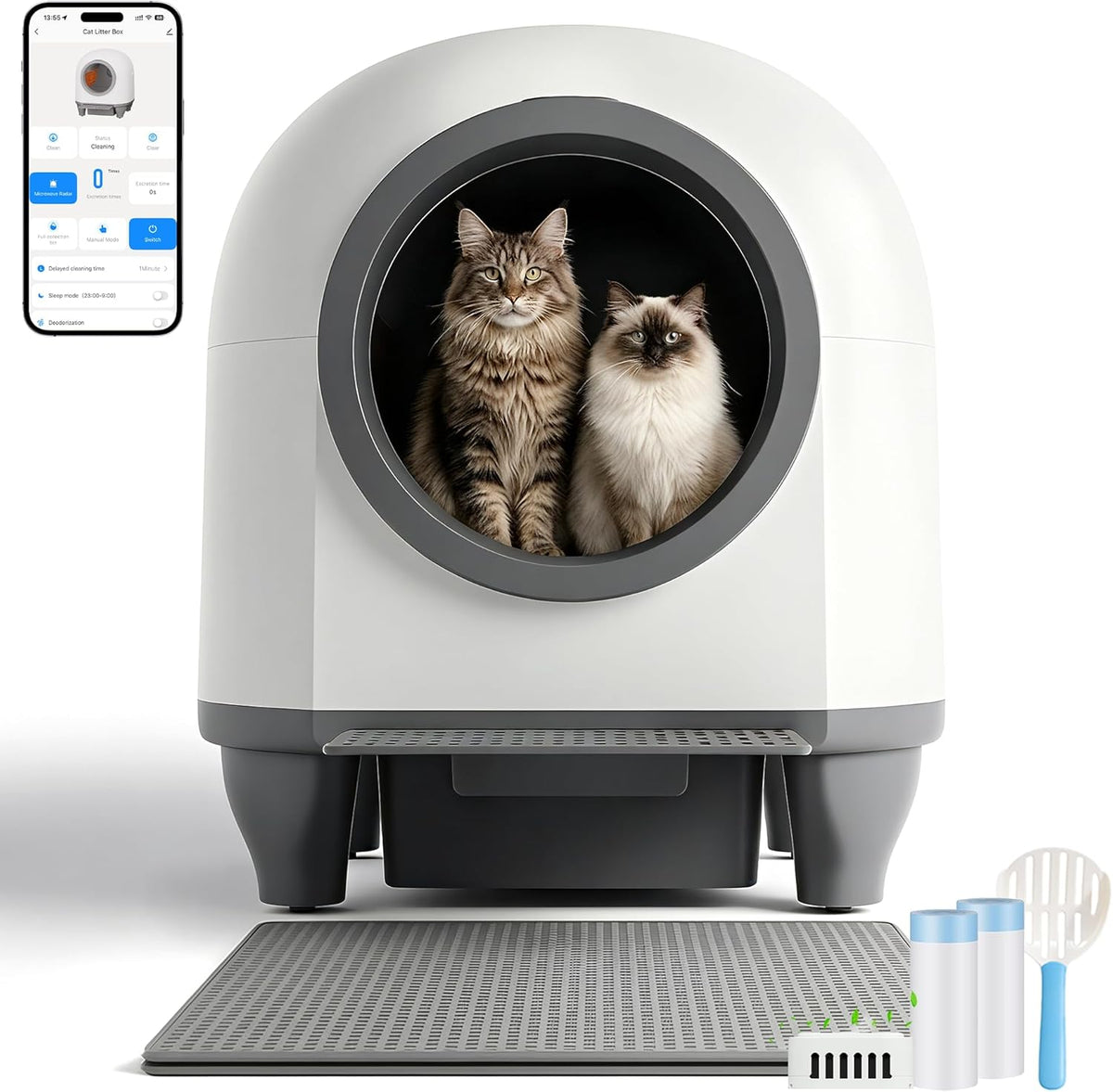 Litière autonettoyante 90 L pour plusieurs chats