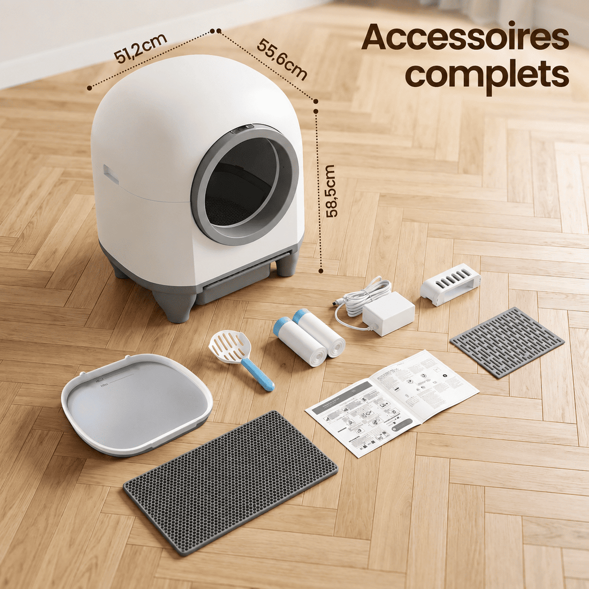 Litière autonettoyante 90 L pour plusieurs chats