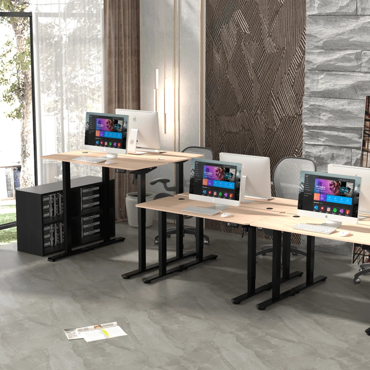 Bureau assis-debout électrique avec plateau monobloc