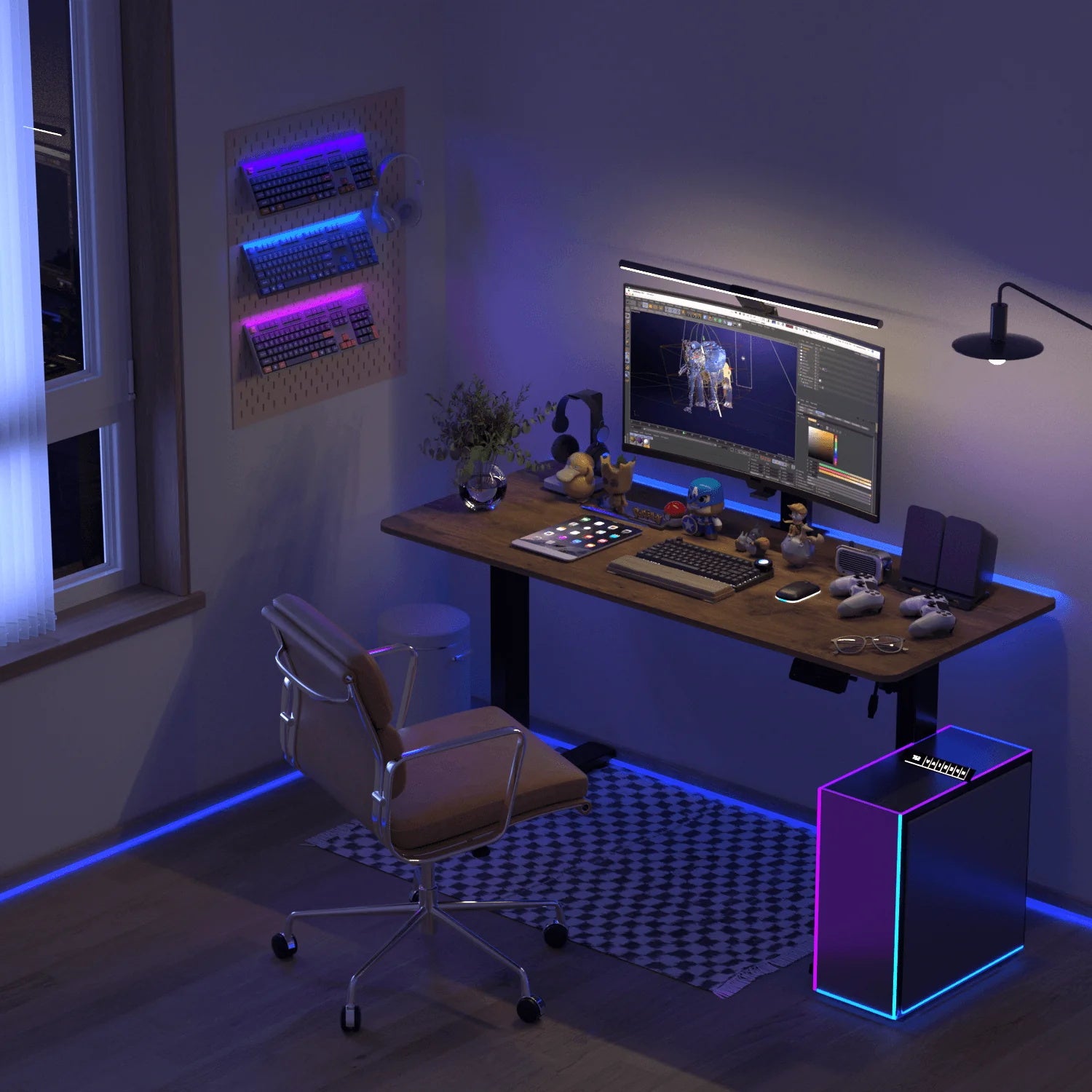 Bureau assis-debout électrique avec plateau monobloc