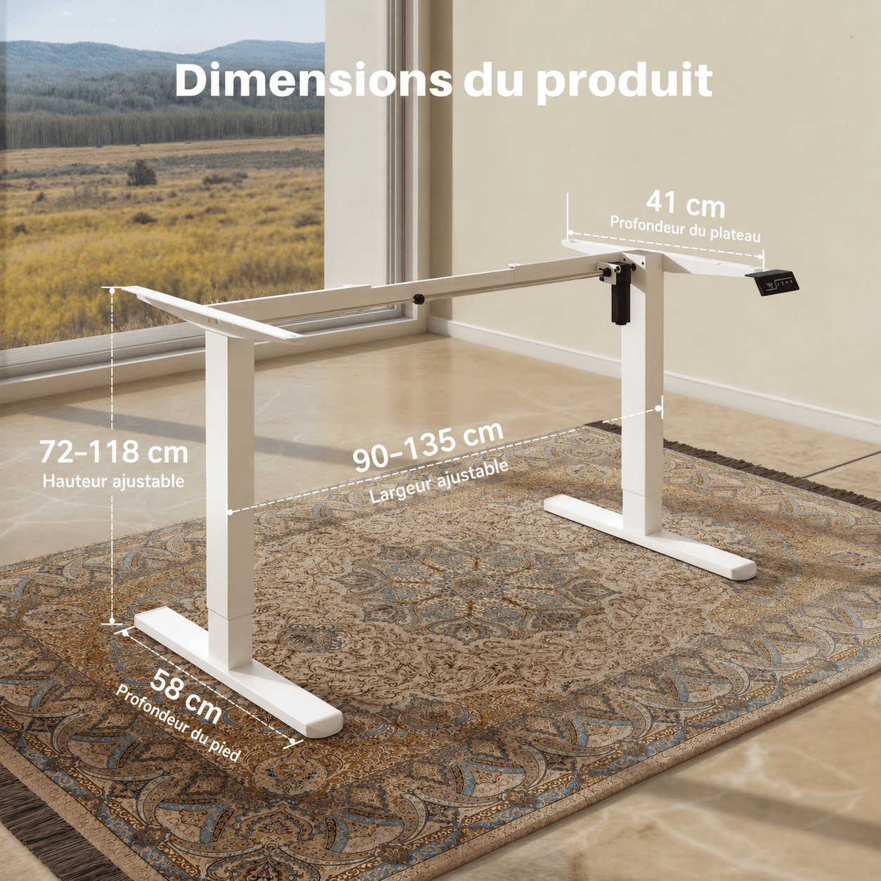 Bureau assis-debout électrique avec plateau monobloc