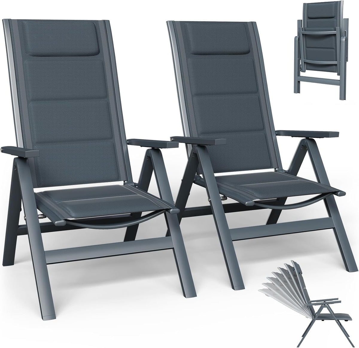 Chaises de jardin en aluminium avec dossier réglable