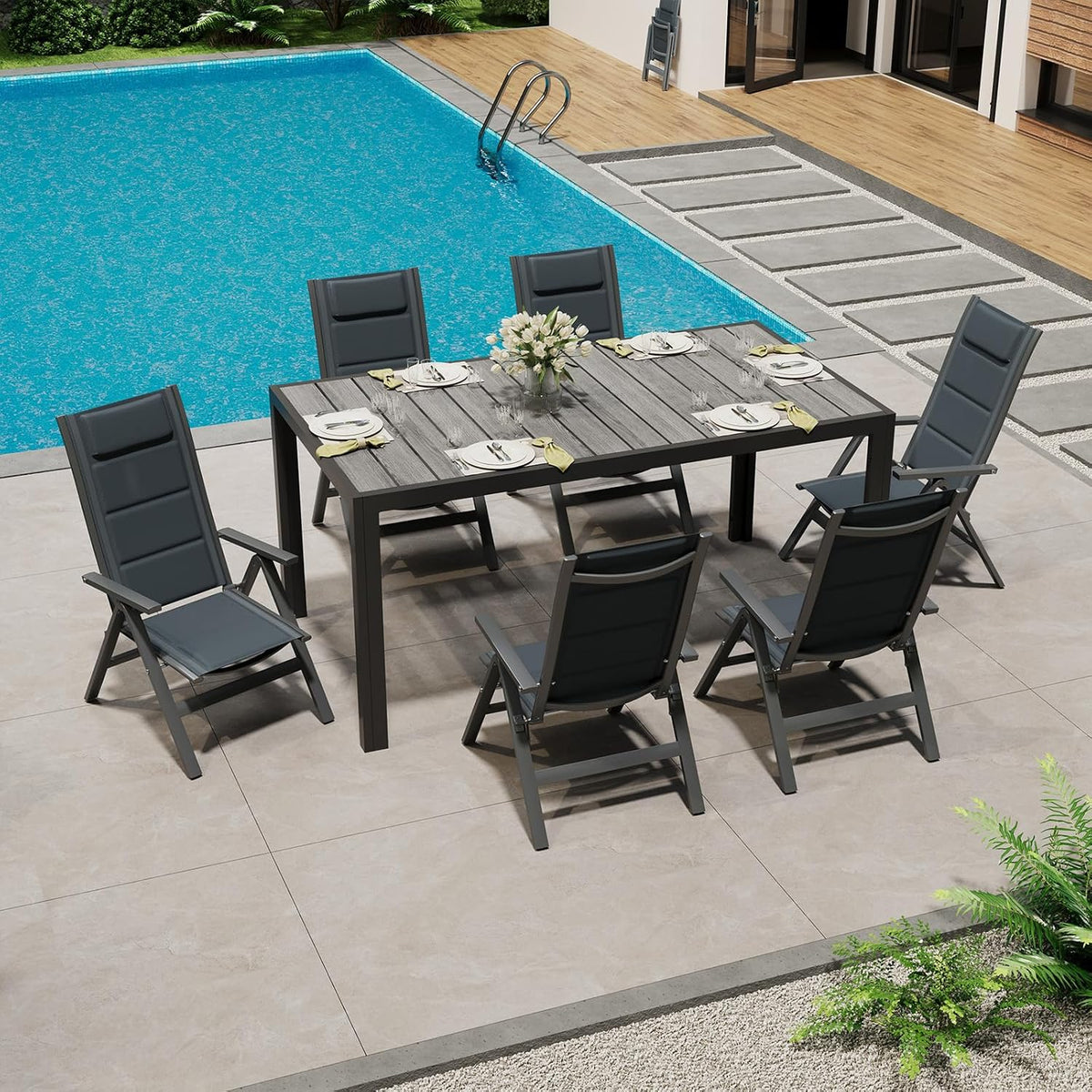 Chaises de jardin en aluminium avec dossier réglable